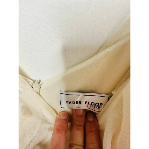 THREE FLOOR White Polka Dot Textured Hourglass Ruffle Trim Perle Dress sz US 2 - Picture 10 of 16